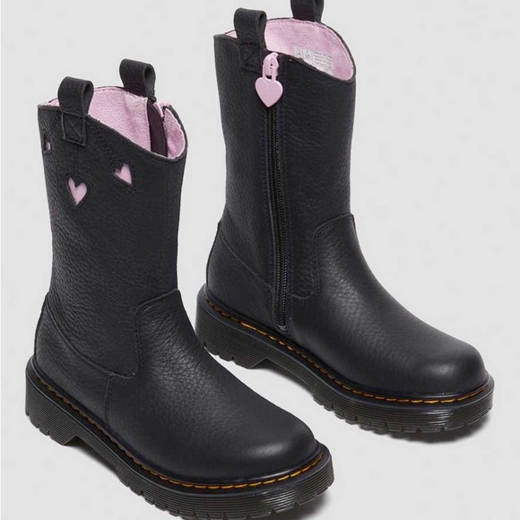 Dr Martens Kids Black Heart Boots